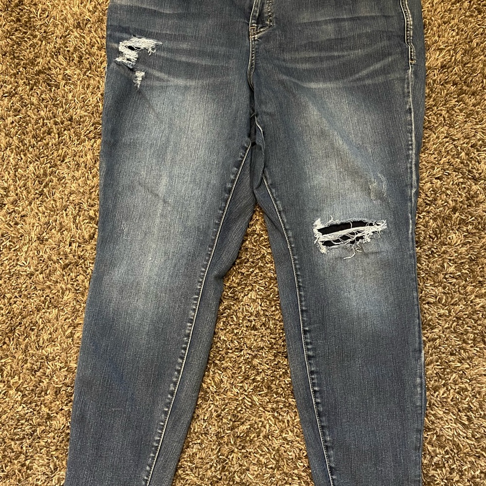 Maurices Dark Blue Distressed Skinny Jeans